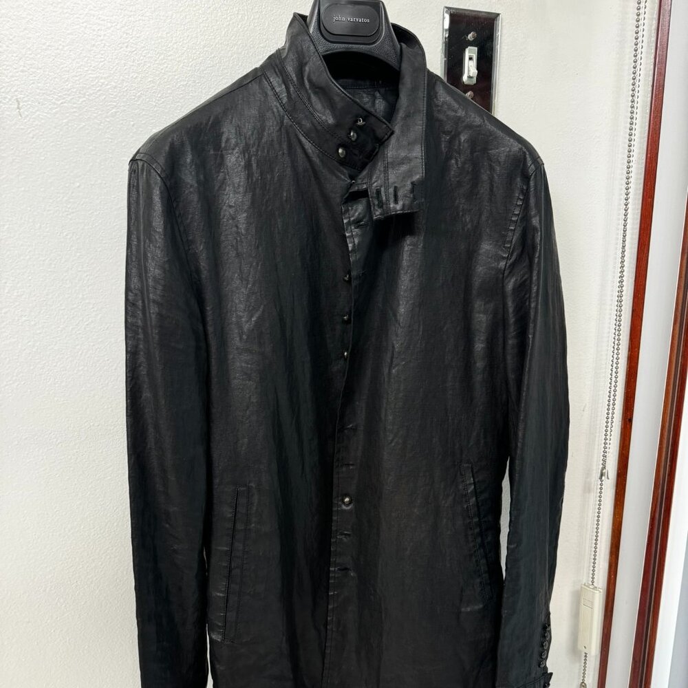 JOHN VARVATOS Waxed Coated Linen Shirt Jacket (sz. 48)